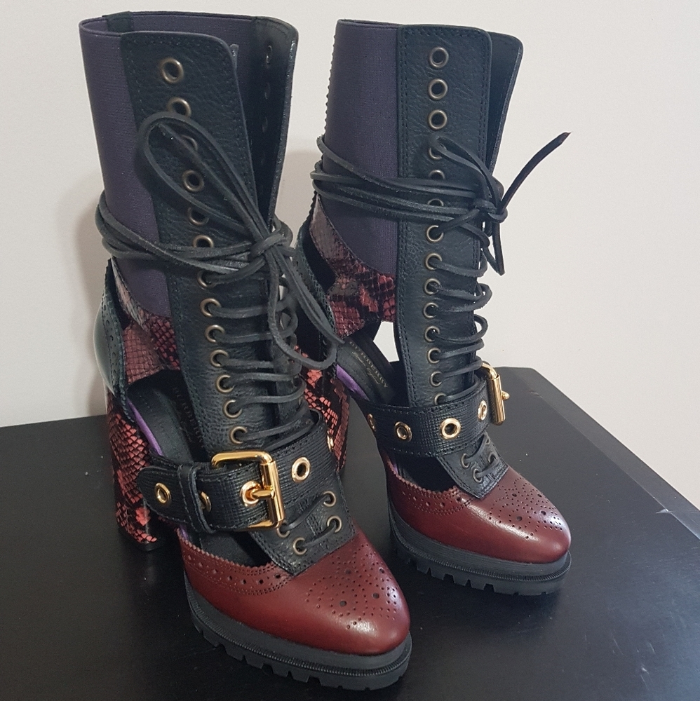 Burberry West Marsh Blk/Garnett pink python skin a